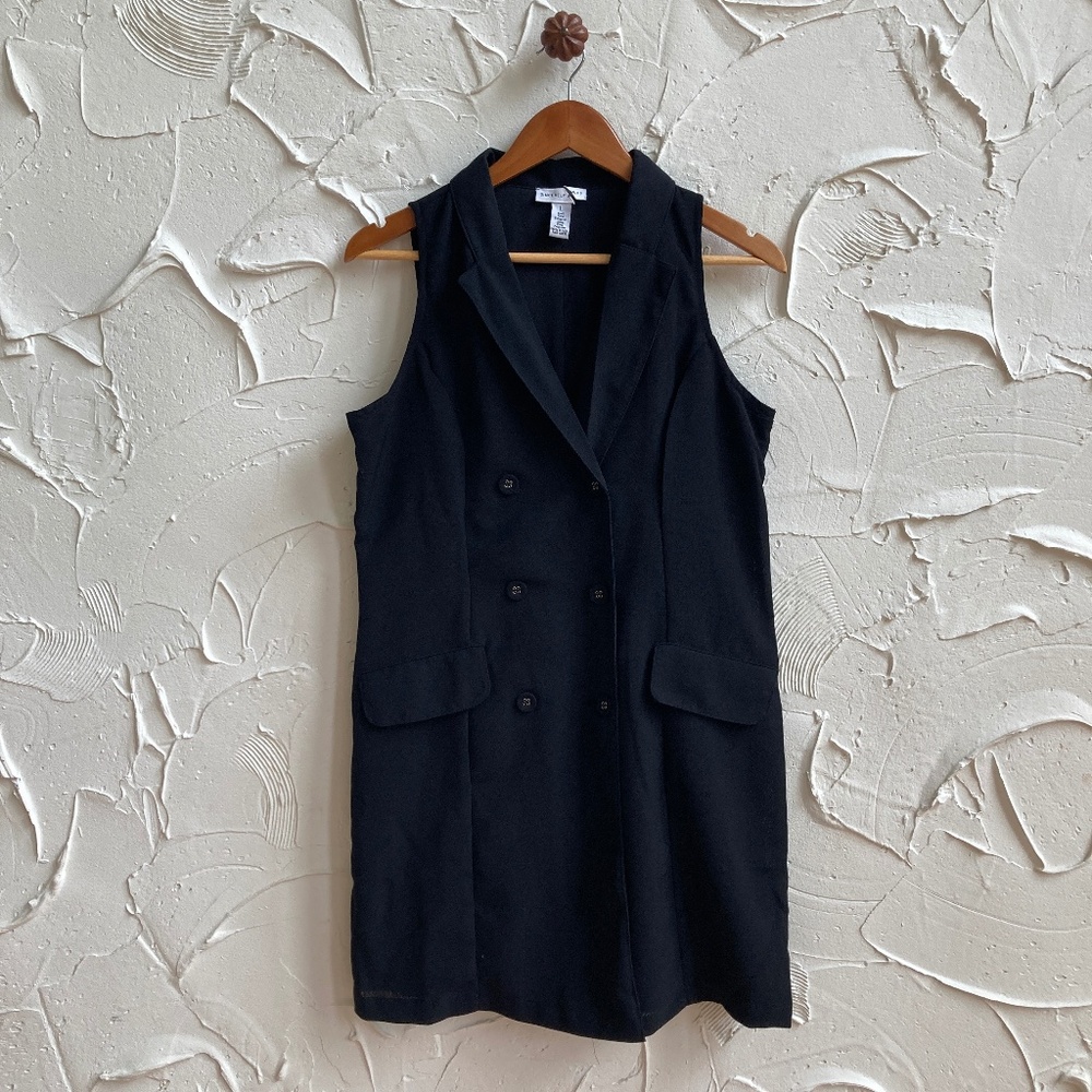 Sincerely Jules Black Double Breasted Blazer Mini Dress - sz Lg
